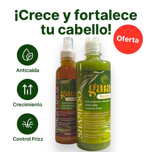 Kit Anti-Caída Y Crecimiento Del Cabello Shampoo y Tónico Capilar Tratamiento Con Romero