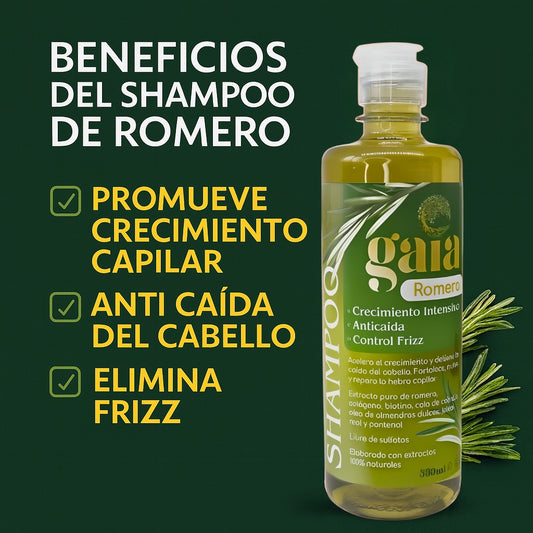 Kit Anti-Caída Y Crecimiento Del Cabello Shampoo y Tónico Capilar Tratamiento Con Romero