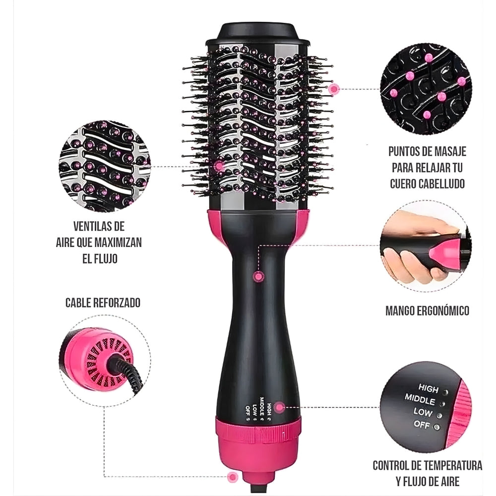 Cepillo Eléctrico 3 En 1 Cabello Modelador Secador Rizador Premium