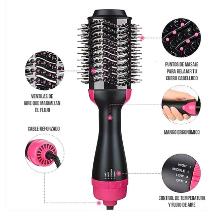 Cepillo Eléctrico 3 En 1 Cabello Modelador Secador Rizador Premium