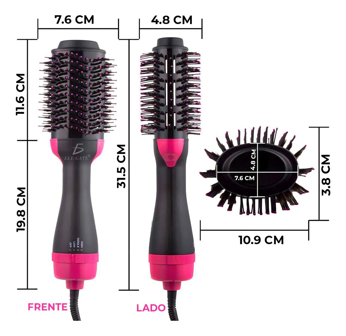 Cepillo Eléctrico 3 En 1 Cabello Modelador Secador Rizador Premium