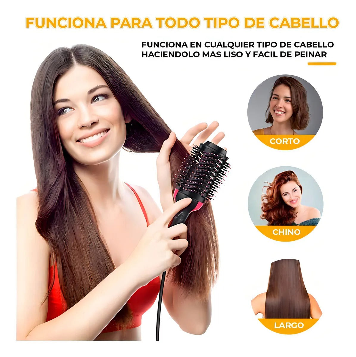 Cepillo Eléctrico 3 En 1 Cabello Modelador Secador Rizador Premium